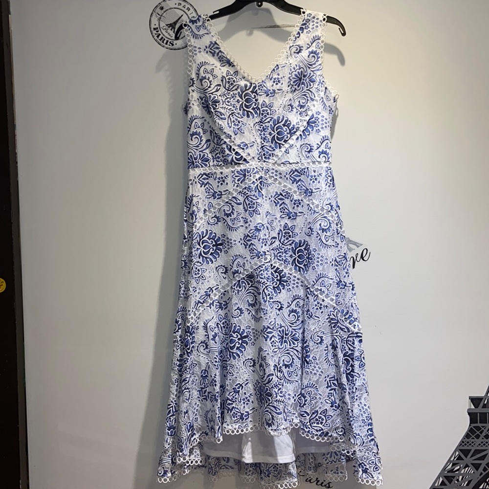 Taylor dress Size 10 Color- white/blue